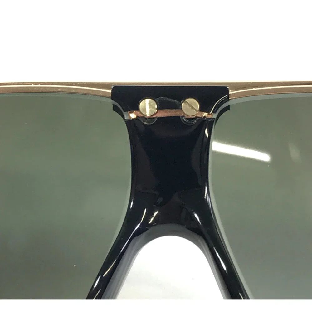 Tom Ford Sunglasses Elliott TF335 01P Black Gold Aviator Frames w/ Green Lenses
